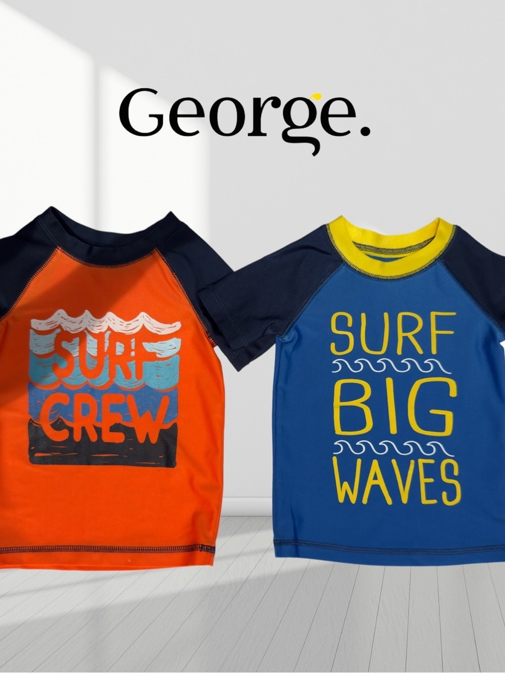 George Kids' Rashguards - Orange & Blue Surf Set
